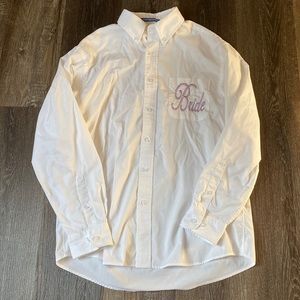 Bride Getting Ready White Button-Up Shirt